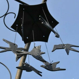 Japanese FURIN Wind Chime Bell Swallow Nanbu Cast Iron Mobile/ Made in Japan