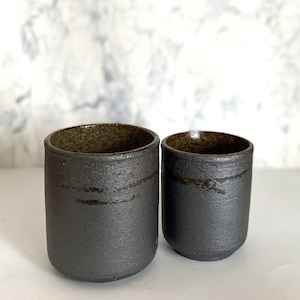Shigaraki yaki ware Black Ink color Yunomi Green tea cup set of 2