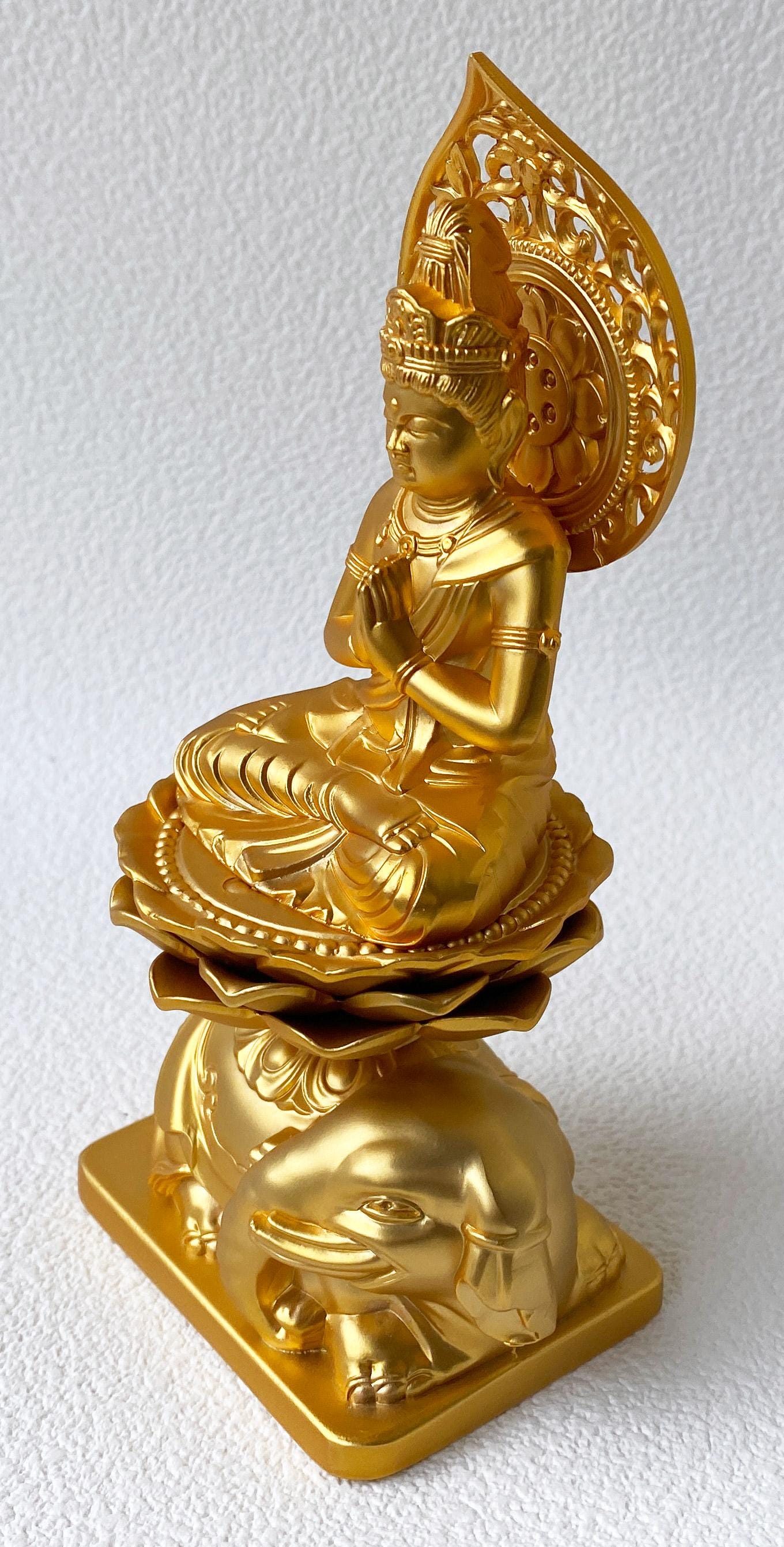 Fugen Bosatsu Samantabhadra Japanese Buddha Statue Gold Plating