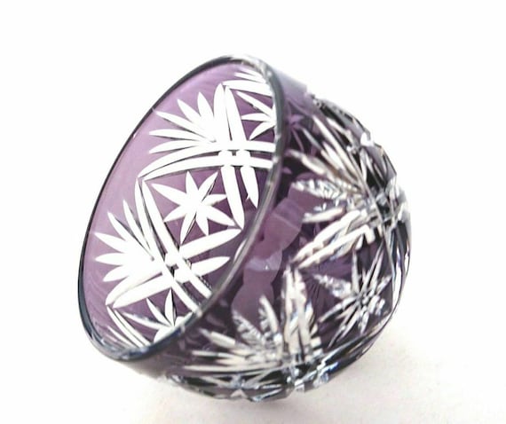 Edo Kiriko Guinomi Ochoko Japanese Glass Sake Cup Hand Cut Glass