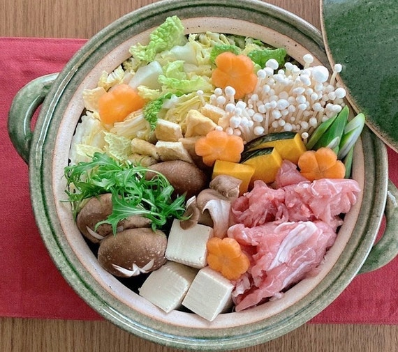 Shigaraki Yaki Ceramic DONABE Hot Pot Japanese Navy Earthen Clay