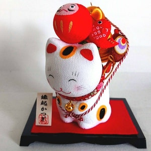 Kyoto Maneki neko Japanese lucky cat lucky charm Chirimen Crape Auspicious charm carried Made in Japan Handcraft