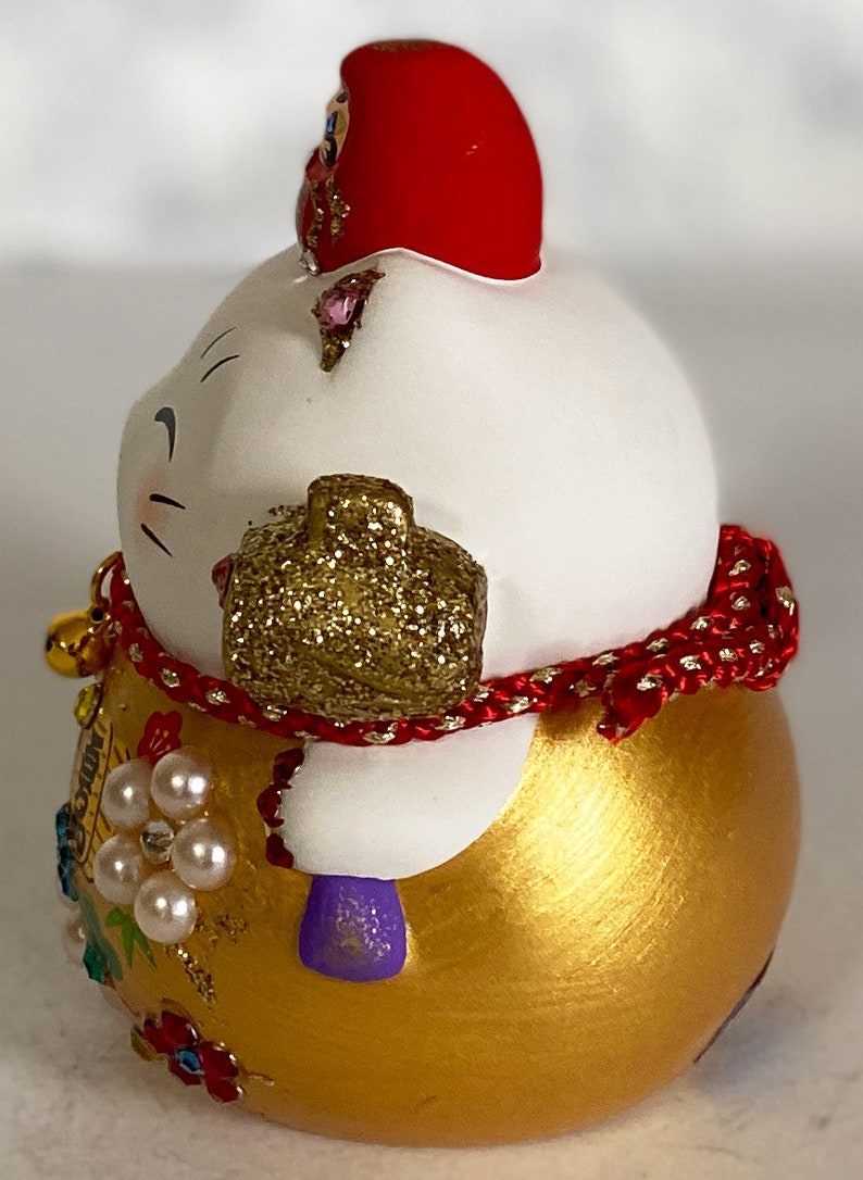 Deco Maneki Neko Decorated Japanese Ceramic Lucky Cat Darma Etsy