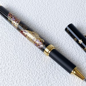 Maki-e Urushi Lack Makie Kugelschreiber Yamanaka Lackwaren Fan Kyoto Miyabi Japan
