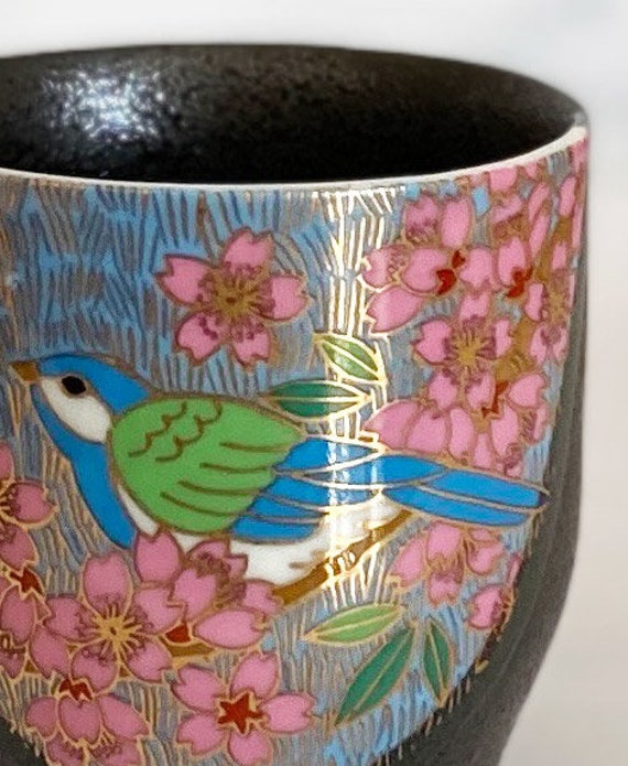 Kutani-yaki Japanese Tea Cup 'YUNOMI' Pair Gold Leaf NIB for Gift made in Japan 