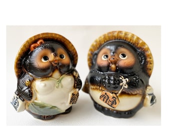 Tanuki Shigaraki Yaki Ware Japanese Chinese Racoon Dog Onegai