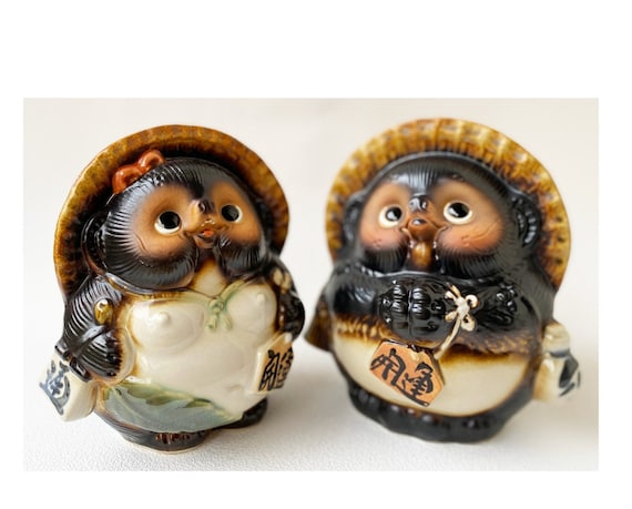Tanuki Shigaraki Yaki Ware Japanese Chinese Racoon Dog Onegai
