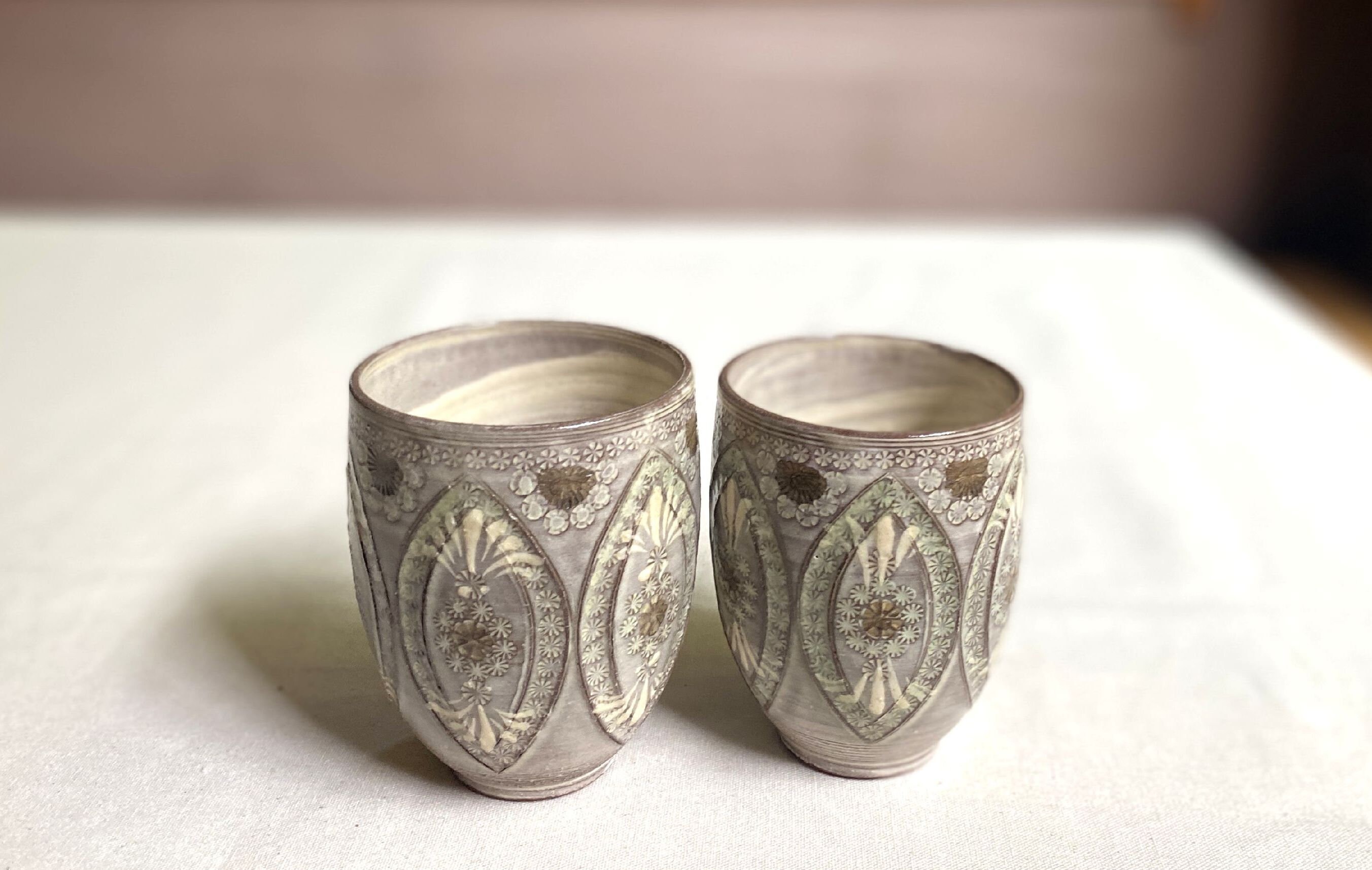 Yunomi Kyo Kiyomizu Yaki Pottery Japanese Tea Cup Set Shisui Inka