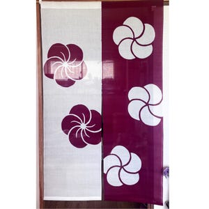 Kyoto Noren Japanese hangin door curtain Linen Ume Plum pattern Japan Red White, US DDP