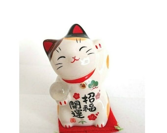 Lucky cat 70s taiwan salt /& pepper pottery miniature lucky kittens saline and kawaii porcelain pepino