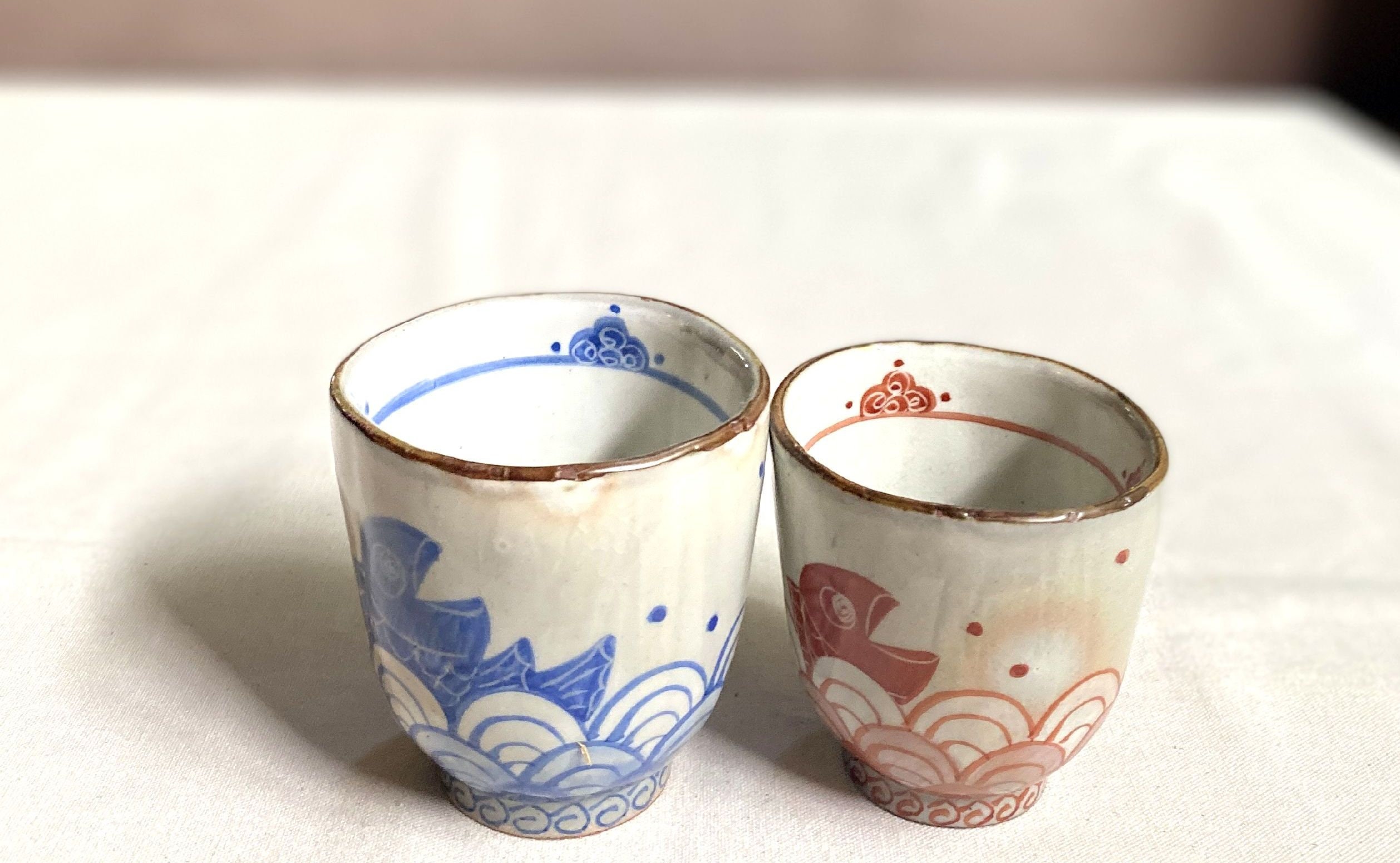 Yunomi Kyo Kiyomizu Yakijapanese Tea Cup Set Japan Seigaiha