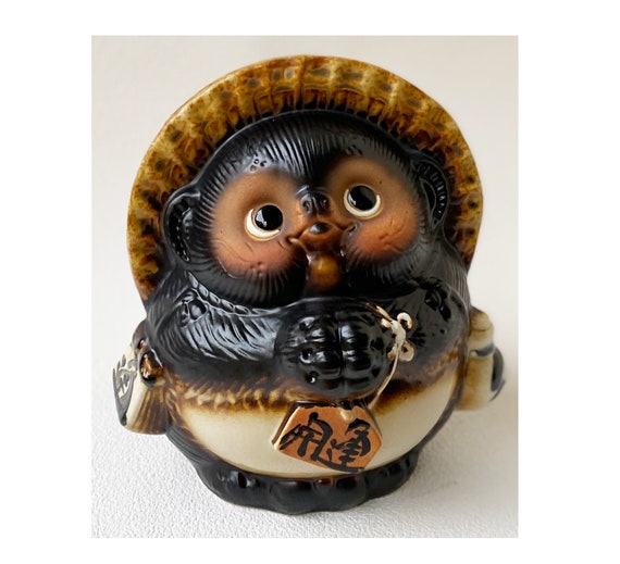 陶器製 たぬきの置物 約 高さ:66cm 20番Shigaraki Tanuki Onegai Tanuki Japanese Raccoon Dog Shigaraki yaki Happy from Japan