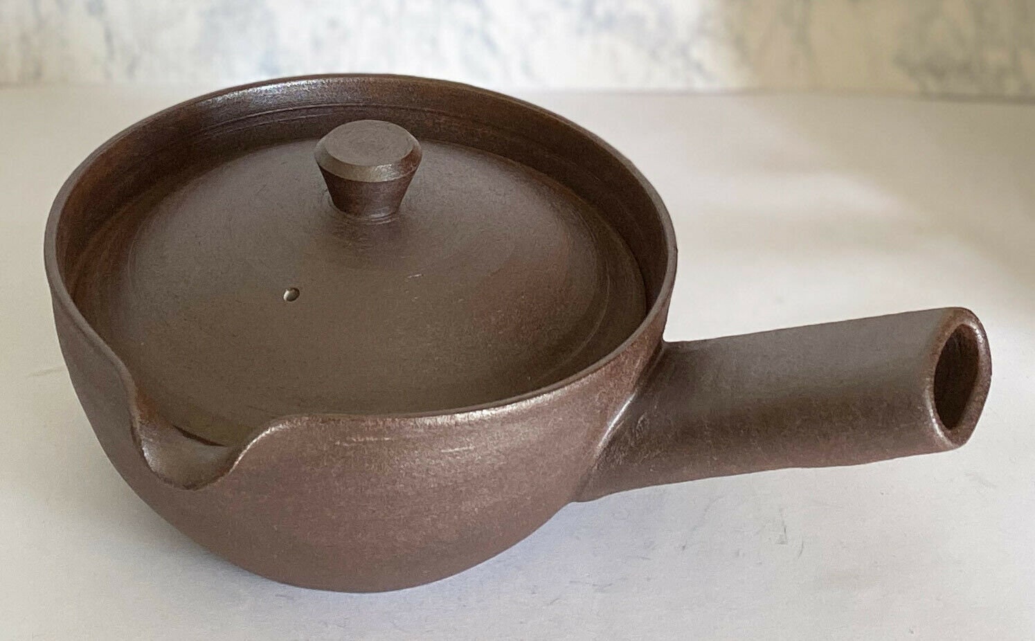 Kyusu Kyo Kiyomizu yaki Tea pot Yakishime Inside White Glaze Handcraft Japan
