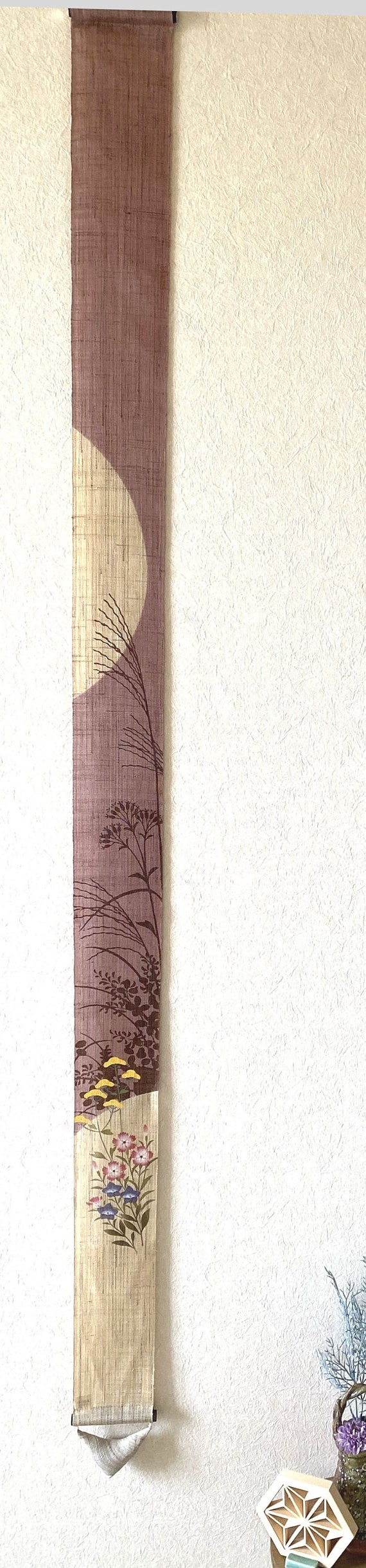 Fine tapisserie japonaise en chanvre peinte à la main, HOTARU, Luciole