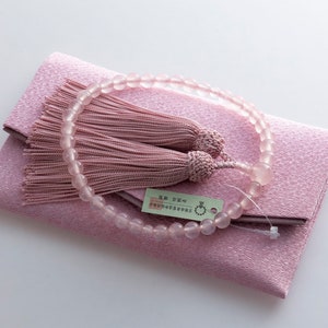 Kyoto Ladies Rose Quartz Juzu Rose Pink,Kyoto,Buddhism Mala,Made in Japan