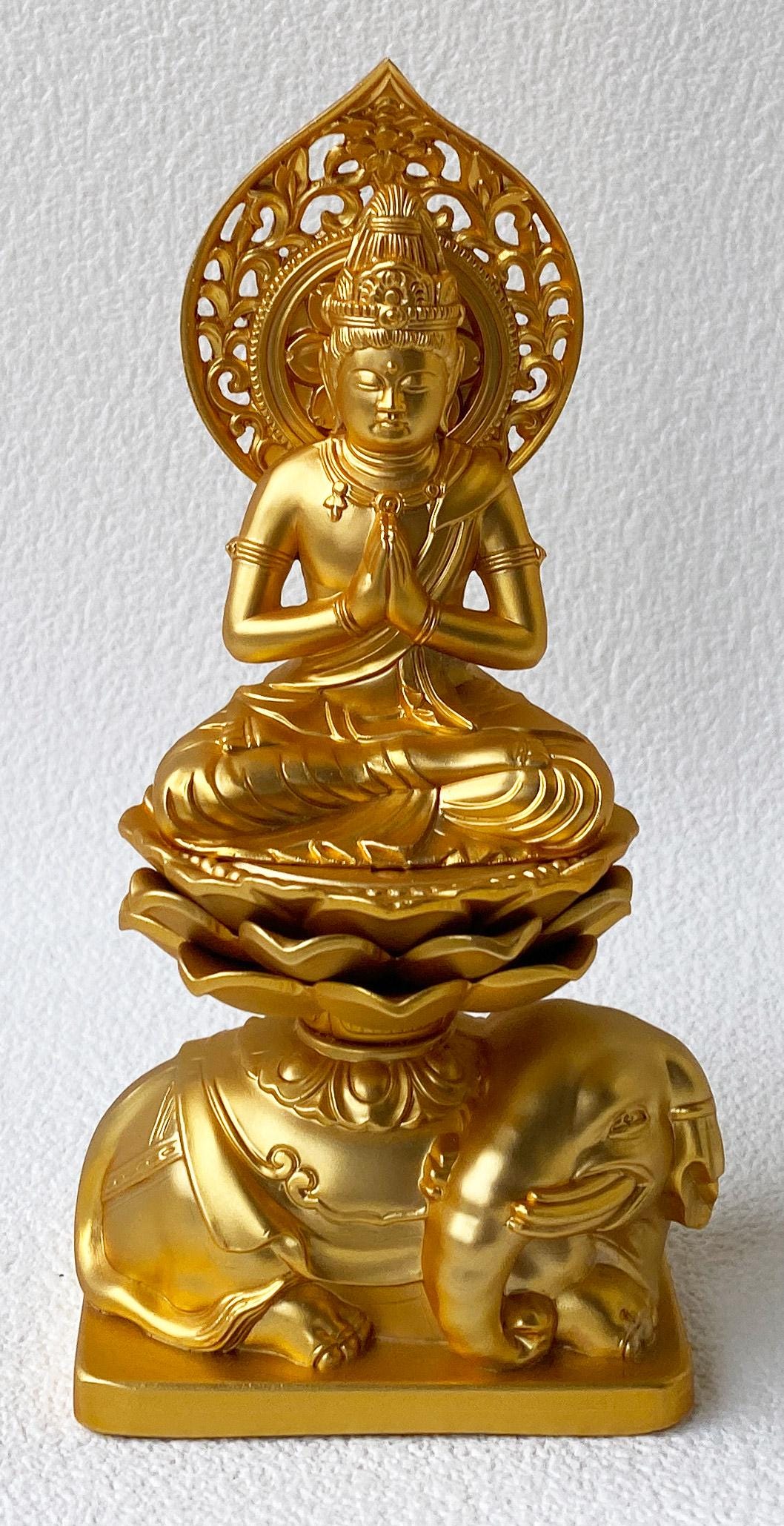 Fugen Bosatsu Samantabhadra Japanese Buddha Statue Gold Plating