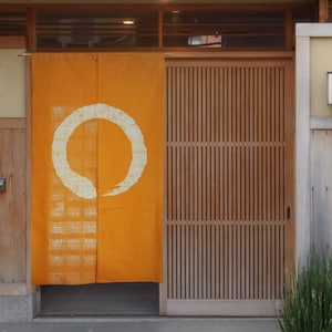 Kyoto Enso Noren Door curtain Roketsu dye Batik Yellow Japan 85 x 150 cm