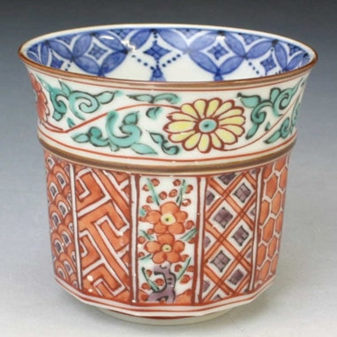 Iroe Obi Karakusa Yunomi Green Tea Cup Overglaze Enamel Kyo Etsy