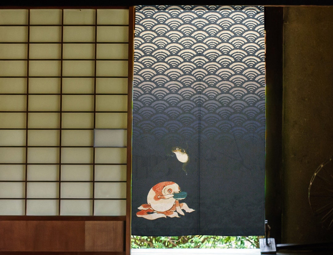 Noren Tapestry Door Curtain Utagawa Kuniyoshi Blue Kingyo Goldfish