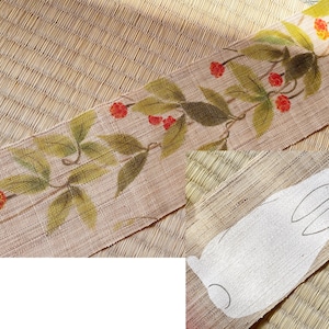 Kyoto Tapestry Wall Hanging Handpainted Linen Kadsura japonica Autumn