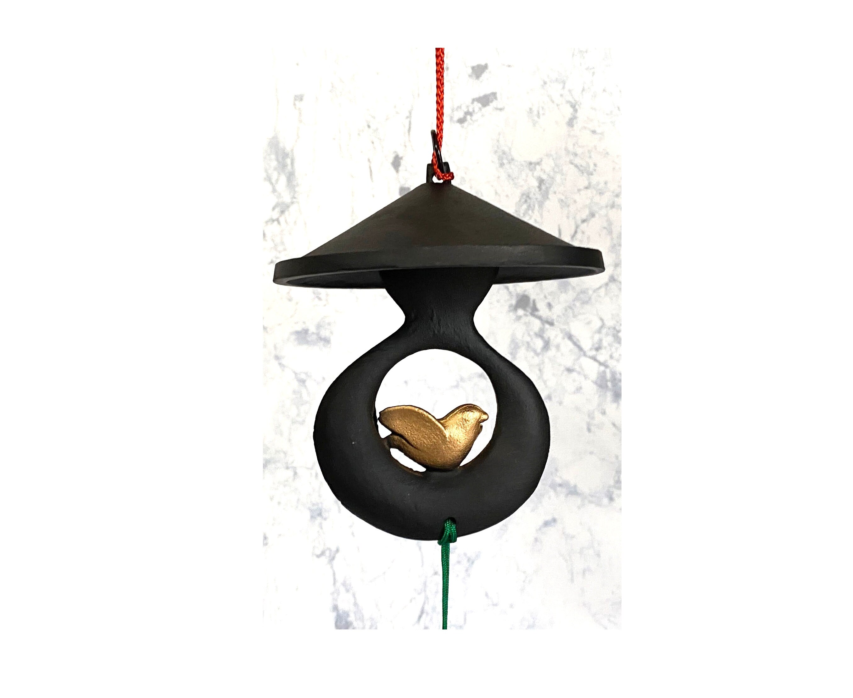 Japanese FURIN Wind Chime Bell Sparrow Suzume Nanbu Cast Iron