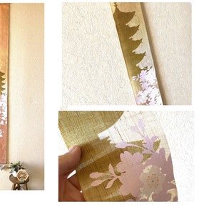Kyoto Tapestry Wall Hanging Handpainted Linen Five-storied pagod Spring