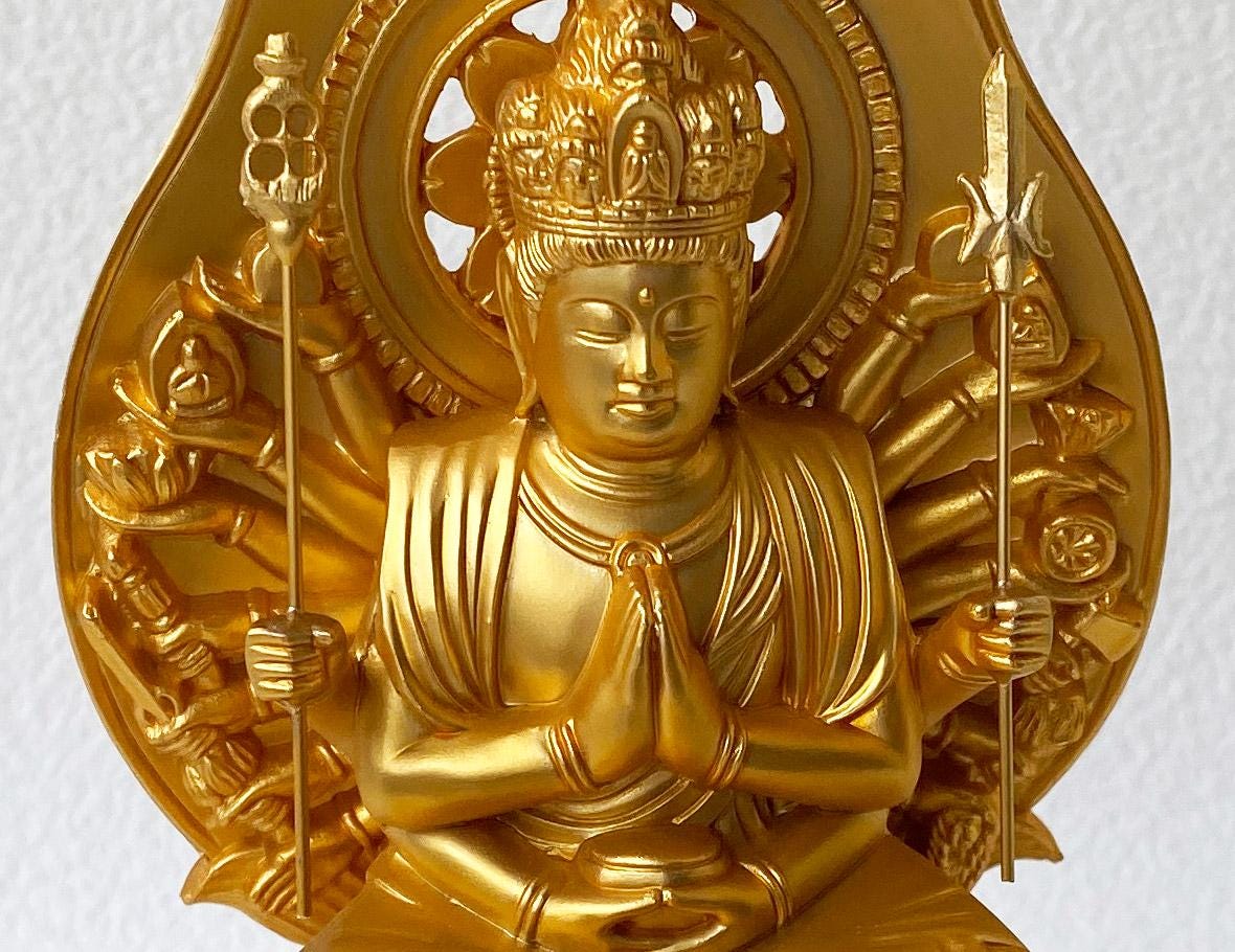 Senju Kannon Buddha Mini Statue From Japan Takaoka Metal Handcraft