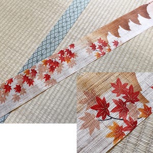 Kyoto Tapestry Wall Hanging Handpainted Linen Five-storied pagod Autumn