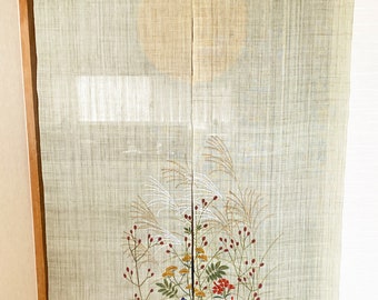 Kyoto Noren Japanese door curtain tapestry Linen 150*88cm Autumn seven flowers, US DDP