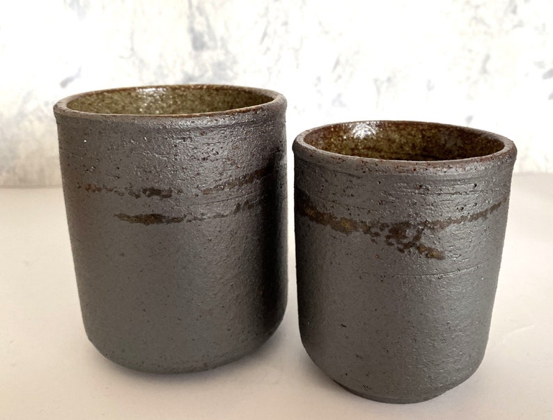 Japanese Yunomi Green Tea Cup Set of 2 Shigaraki Yaki Ware Etsy