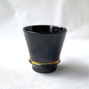Arita porcelain Black glaze Ring Shochu Sake whiskey Cup Handcraft Japan