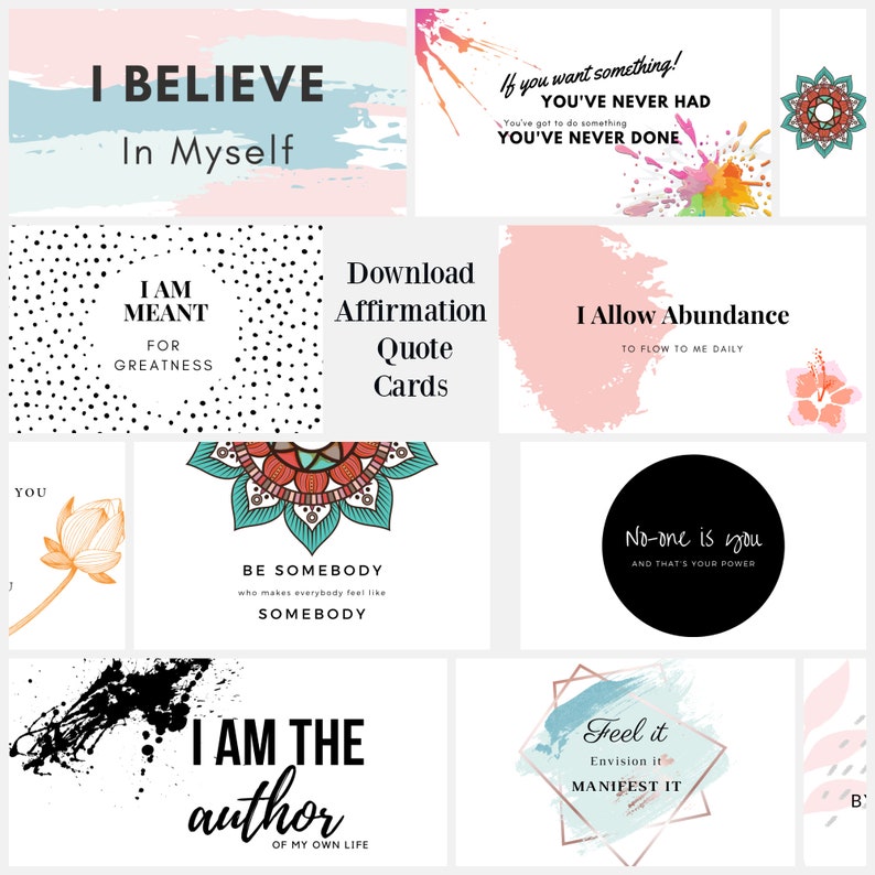 Printable Quote Affirmation Cards Download Improve Mental Etsy
