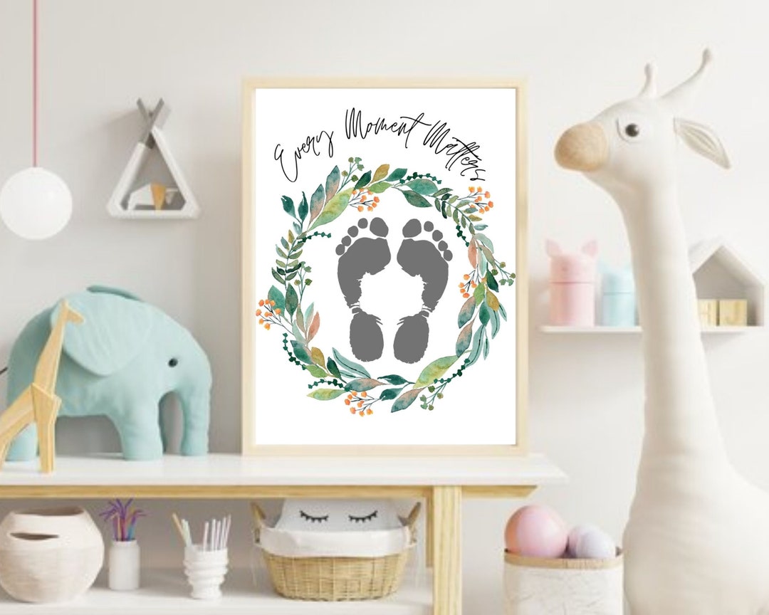 Newborn Baby Footprint Hospital Footprint Custom Nursery Etsy