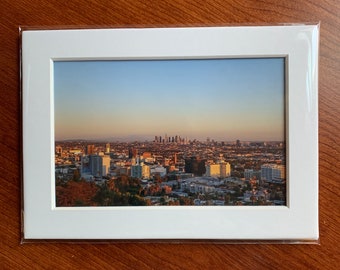 Los Angeles Skyline at Sunset: 5x7 Matte print, Los Angeles prints, Los Angeles gifts, Los Angeles art print, sunset art print, Hollywood