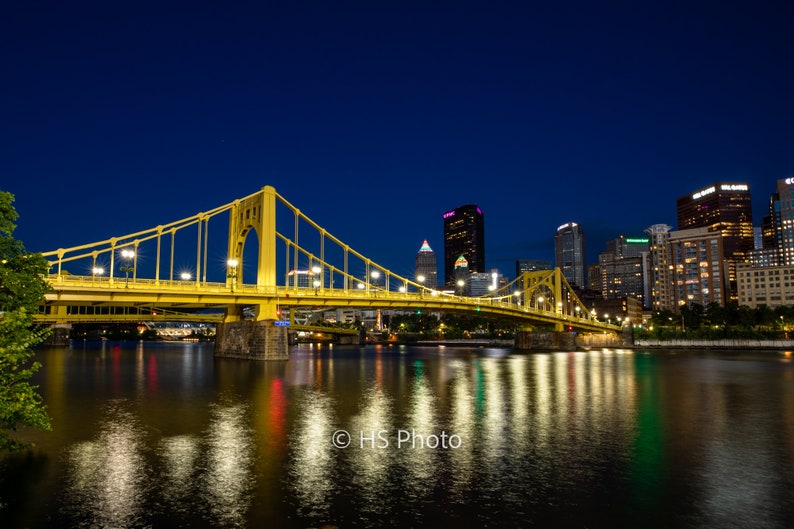 Pittsburgh Skyline Photo Print Andy Warhol Bridge, Pittsburgh Cityscape, Wall Art, Metal Prints, Canvas image 1