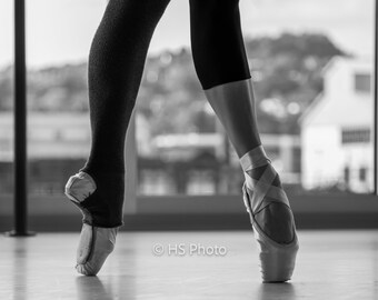 Ballet Photography - Black and White Print, Dancer, pointe shoes, ballerina metal art, ballet slipper wall art, ballet shoe wall decor