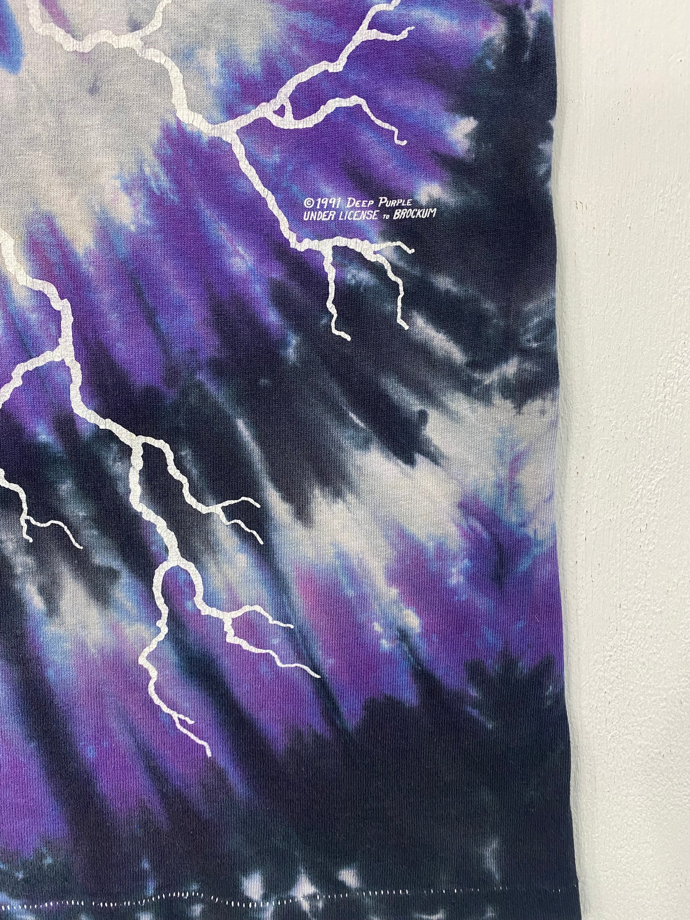 Vintage 1991 Deep Purple Tie Dye T-shirt - Liquid Blue - American