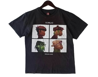 VINTAGE GORILLAZ British virtual band / Damon Albarn blur band rare design Demon Days album tee shirt