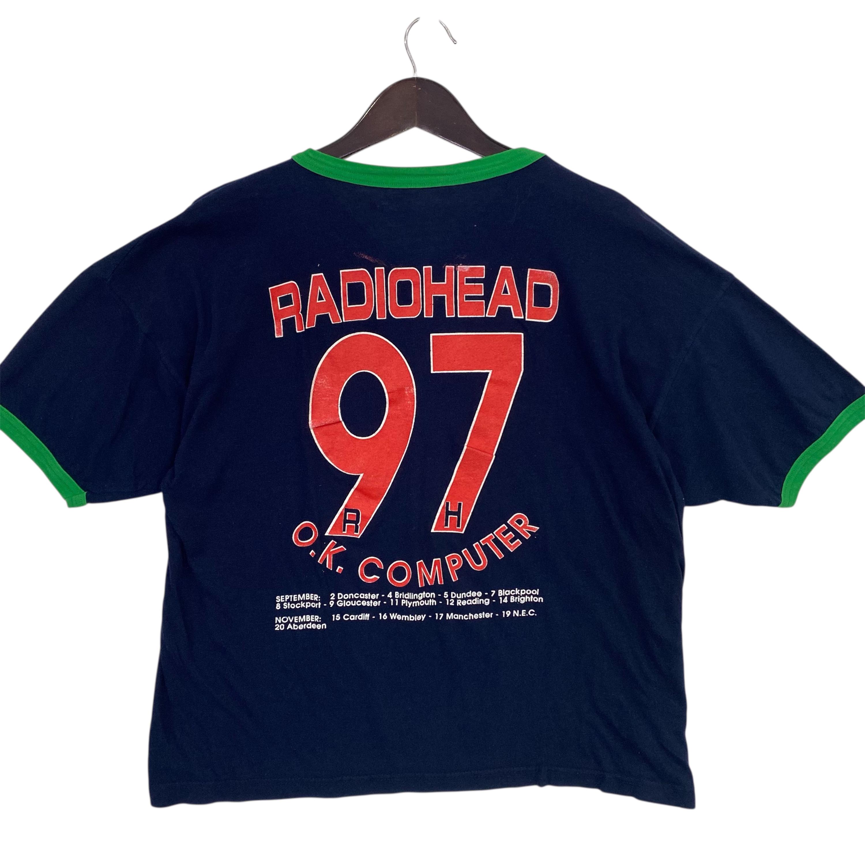 97’s Radiohead OK computer tour Tshirts Vintage 90s RADIOHEAD Band Ok Computer Album UK Tour 1997 Ringer