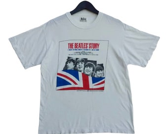 VINTAGE 90s THE BEATLES Story English rock band / john lennon promo tee shirt