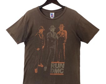 Vtg 1986 Run DMC Raising Hell T-shirt Black M/L 80s Rap Hip Hop