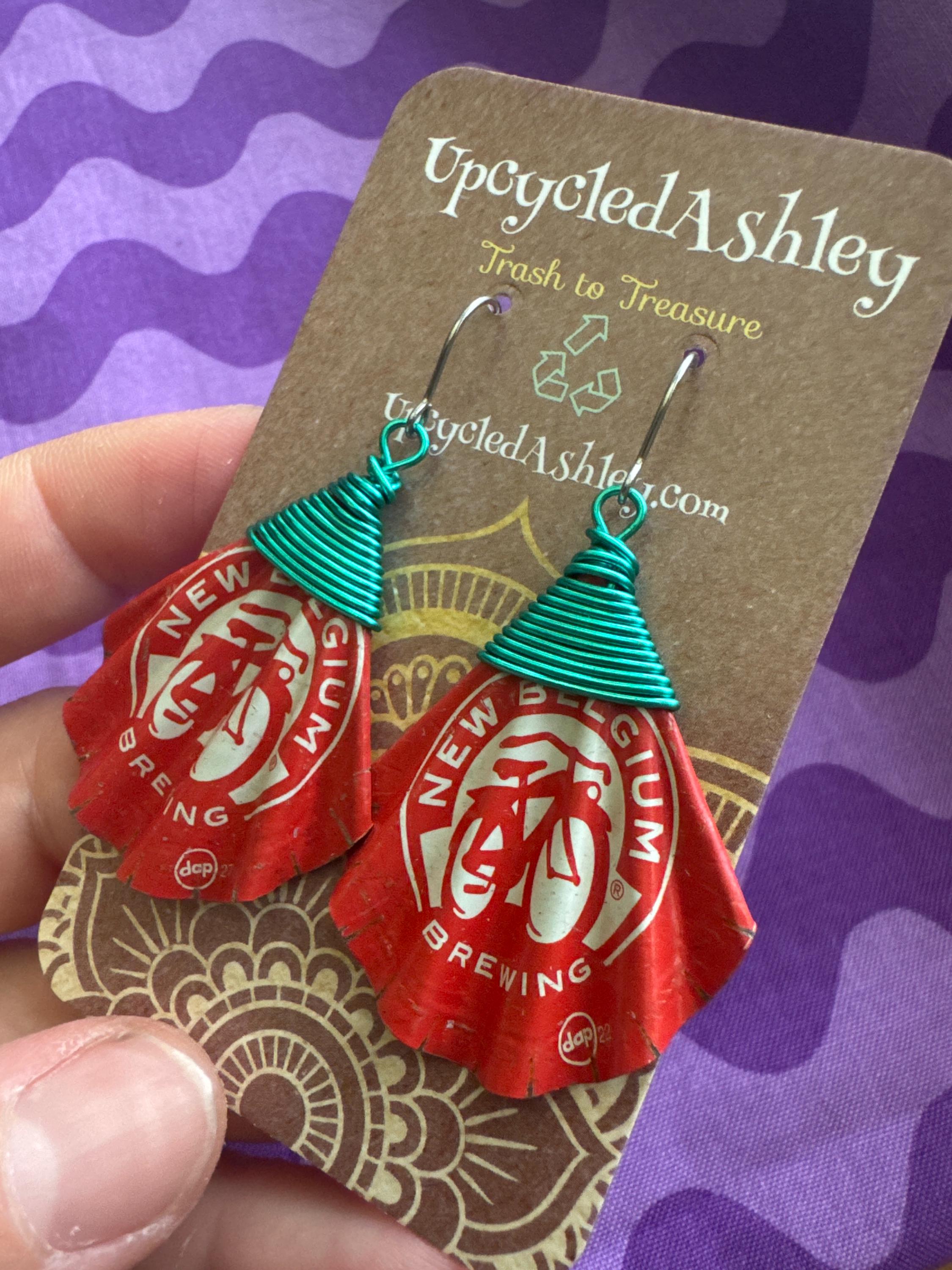 【オーダー用画像】 Upcycled New Belgium Bottlecap Earrings: Handmade Fan Design - Etsy