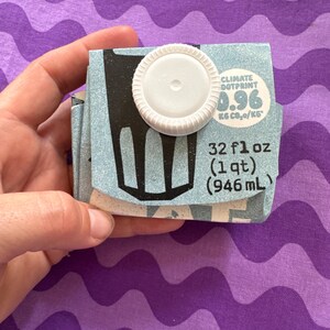 Be The Change ‘Oatly’ OatMilk Purse Vegan wallet Handmade UpcycledAshley  Sustainable Coin Purse ‘ trash to treasure ‘ Light Blue Oatly Box