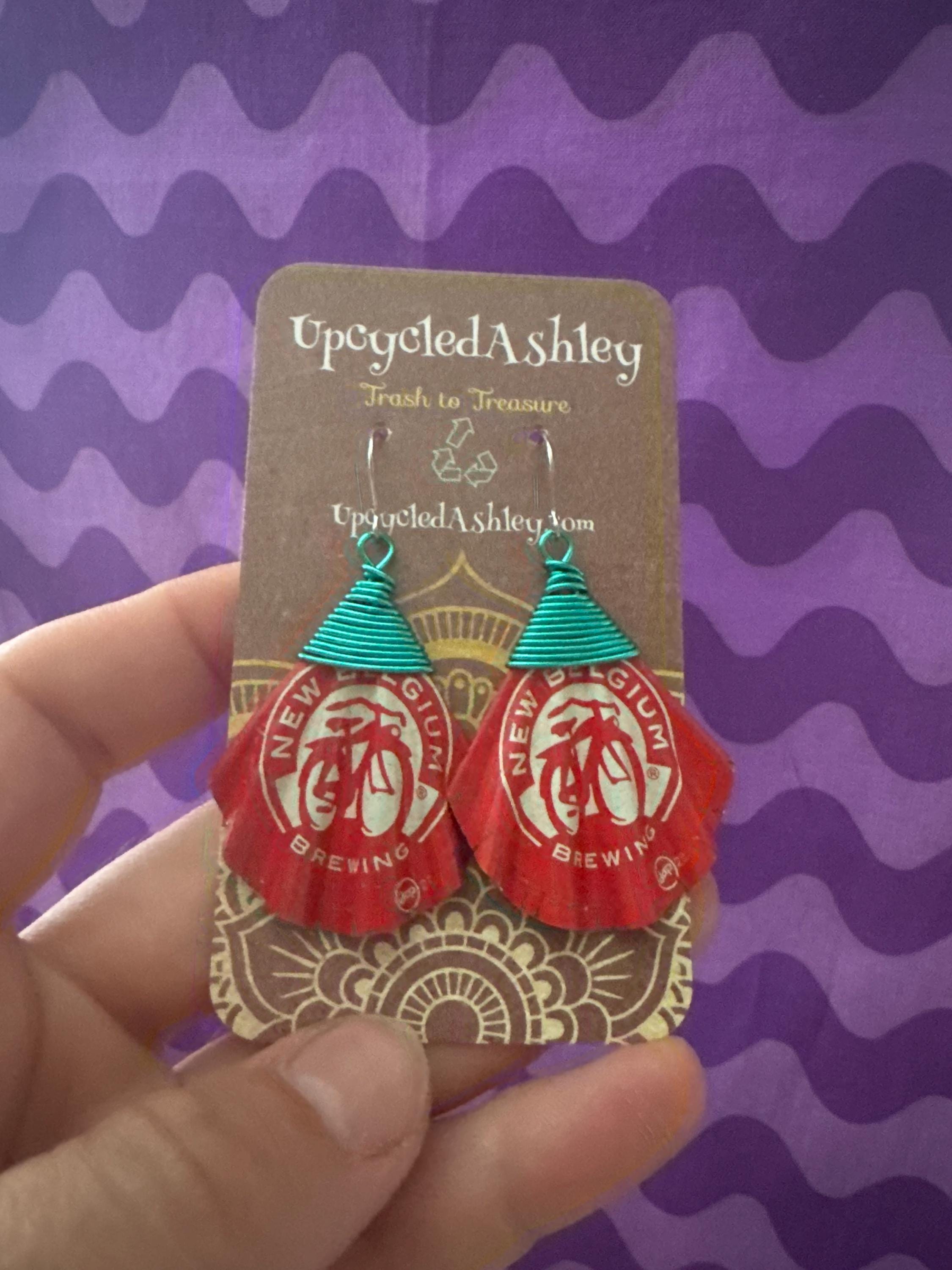【オーダー用画像】 Upcycled New Belgium Bottlecap Earrings: Handmade Fan Design - Etsy