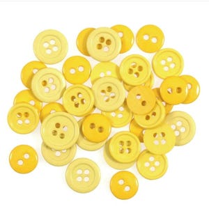 125 x Assorted Buttons for Crafts Yellow 10mm - 15mm