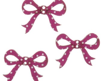 A card of Buttons - Bows Size: 30mm Pack of 3