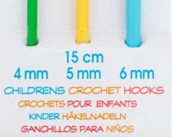 Childrens Vibrant Assorted Crochet Hooks 4.0 ,5.0, 6.0mm