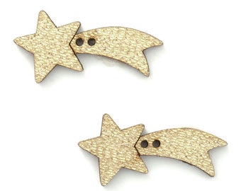 A card of Buttons - Shooting Star Size: 35mm Pack of 2 (cream)