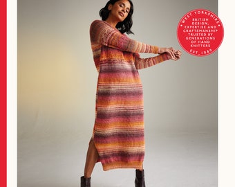 Knitting pattern Tall Poppies Dress with Variegated Self Patterning Aran Yarn Hard copy