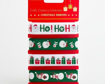 Christmas Ribbon 4 Designs x 2m Lengths Fun